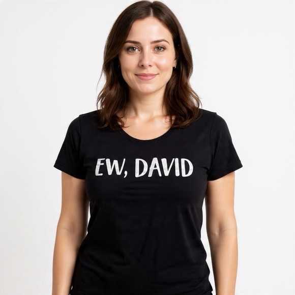 Port and Company Tops - Schitt’s Creek “Ew, David” Graphic Tee Women’s 2X Black Funny TV Quote